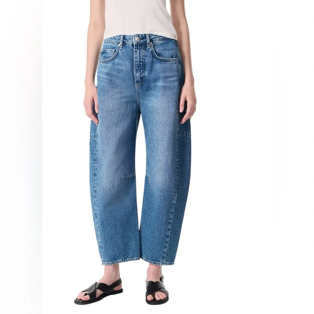 Rag & Bone Blue High-Rise Wide-Leg Jeans The Shea Barrel - Picture 2 of 10